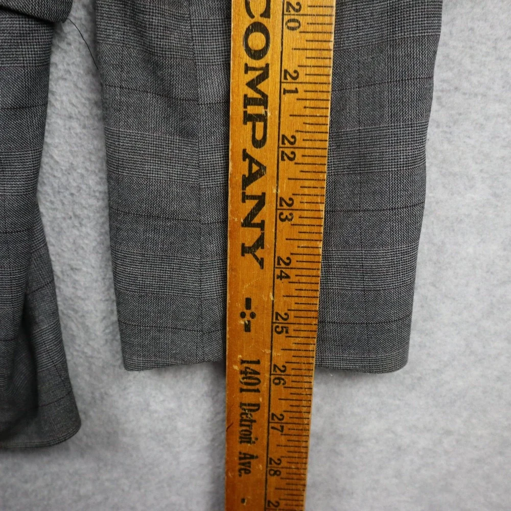 Perry Ellis Blazer Mens 44 Regular Very Slim Stretch Grey Glen Plaid Jacket Coat